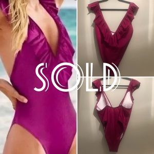 Fushsia Ruffled Swimsuit